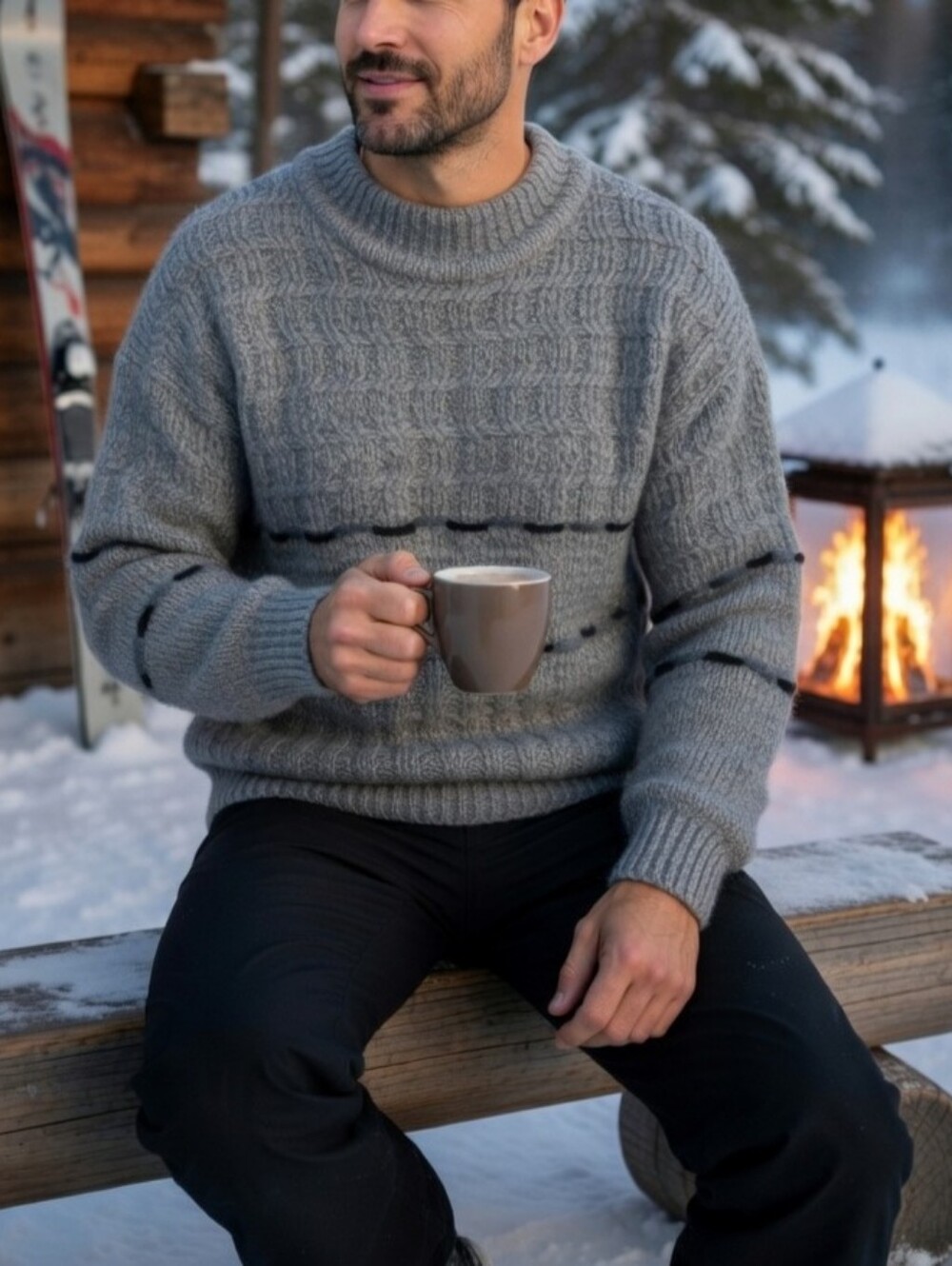 Bugatchi Uomo Vintage 80's Gray Wool Blend Men's Relaxed Fit Knit Sweater Size L
